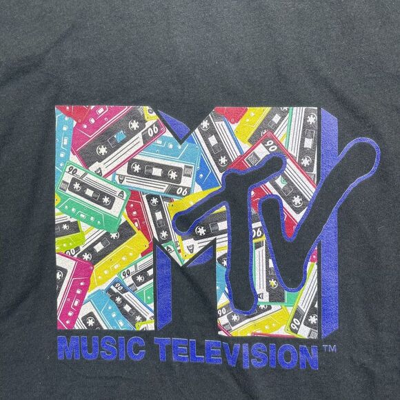 MTV ~ Music Television Black‎ Womens Graphic T-Shirt  ~ Size Large Tee NWOT - Picture 1 of 6